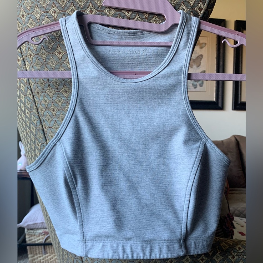 OUTDOOR VOICES ATHENA Crop Top In gray Small Great Preowned Condition Sports Bra